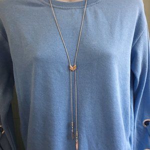 NY & Co. Silvertone Arrow Drop Lariat NWT